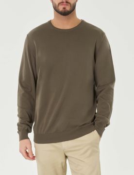 Maglia girocollo color fango Pellizzari in puro cotone made in Italy
