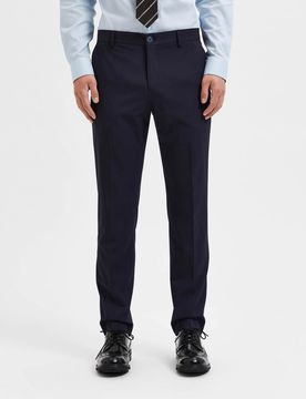 Pantaloni slim Selected blu in tela di misto viscosa stretch