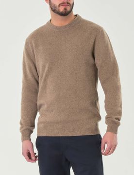 Maglia mouliné girocollo color noce in lana finezza 7
