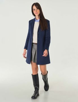 Cappotto blu in tessuto effetto lana dal taglio maschile