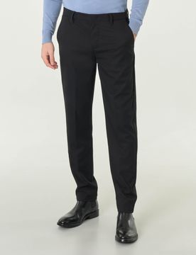 Pantaloni chino neri in tessuto diagonale di misto viscosa stretch