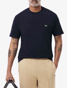 T-shirt blu mezza manica con taschino e logo sul petto