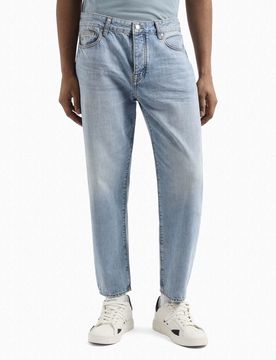 Jeans J71 carrot fit in puro cotone lavaggio chiaro super stone washed