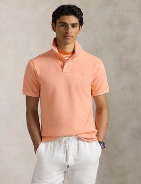 Polo arancione custom slim-fit mezza manica in piquè di puro cotone