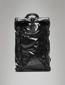 Zaino Sibu Rolltop Rucksack nero in tessuto tecnico impermeabile effetto lucido e gommato