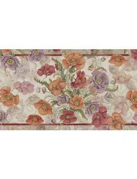 Tappeto Poppy sabbia a fantasia paveri viola bordeax e arancione 52x120