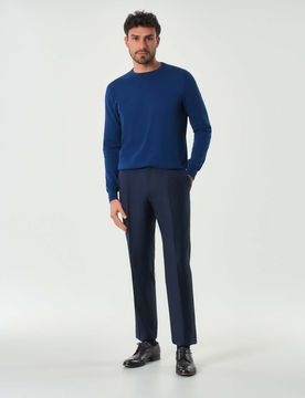 Pantalone Pellizzari drop7 blu in tela di pura lana con una pinces