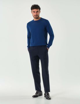 Pantalone Pellizzari drop7 blu in tela Marzotto di pura lana