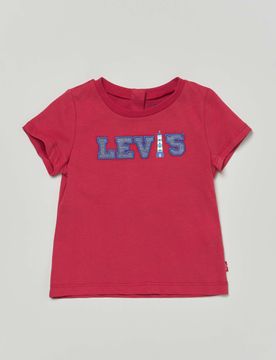 T-shirt Levi's rossa mezza manica con logo ricamato con faro