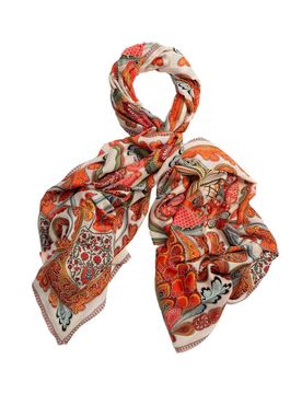 Sciarpa arancione in modal e cupro a motivo cashmere