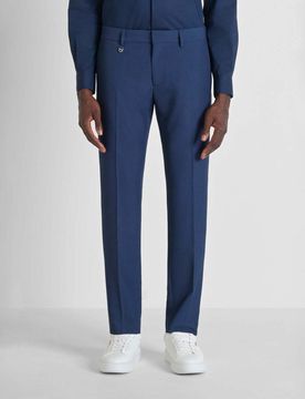 Pantaloni Bonnie indaco slim-fit in sallia di misto viscosa stretch con piega stirata fronte e retro