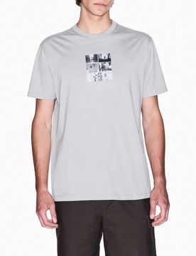 T-shirt mezza manica Exchange grigio chiaro regular-fit con stampa fotografica