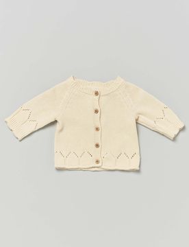 Cardigan Lil'Atelier panna in cotone lavorato