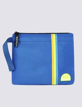Pochette mare blu royal in nylon taffetà con fascia arcobaleno