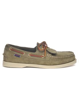 Mocassino da barca Portland Artisan in pelle scamosciata verde militare