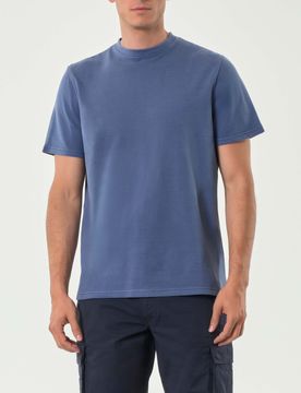 T-shirt mezza manica avio in micro piquet di cotone stretch