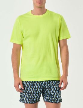 T-shirt MC2 Saith Barth gialla mezza manica con logo ricamato in tono sulla manica