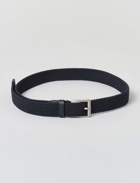 Cintura Exchange blu in tessuto intrecciato con dettagli in pelle