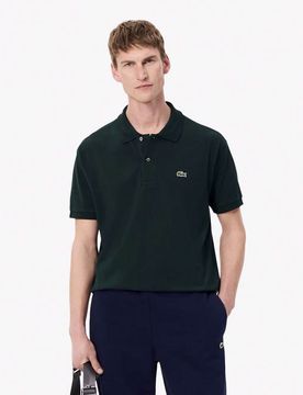 Polo verde scuro classic fit L.12.12 in petit piqué