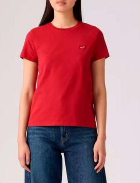 T-shirt rossa Levi's in cotone con micro logo Batwing ricamato sul petto
