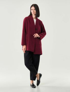 Caban bordeaux effetto lana cotta con cuciture a rilievo e chiusura a un bottone sovrapposta