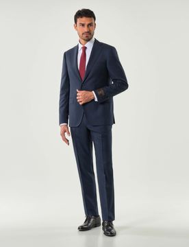 Abito Pellizzari drop6 blu in tela di lana Vitale Barberis Canonico principe di Galles soffuso