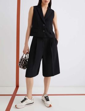 Gilet nero 365 n crêpe envers satin sfiancato