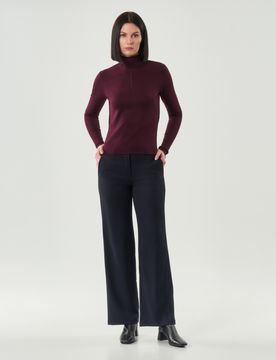 Pantaloni blu straight in tela di misto viscosa dalla linea straight
