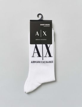 Calzettoni bianchi Exchange in cotone con logo jacquard a contrasto