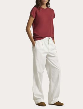 T-shirt a maniche corte color mattone in cotone Polo con logo Pony ricamato a contrasto