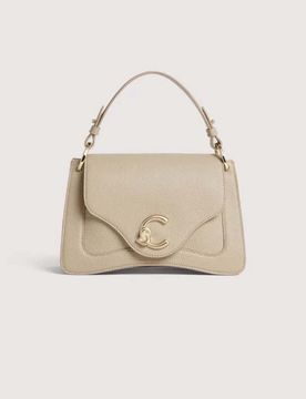 Borsa C-ME Small a mano beige in pelle martellata con manici removibili