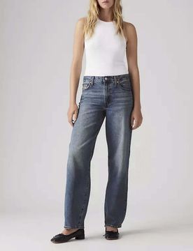 Jeans Baggy Dad Levi's lavaggio medio stone washed a vita media