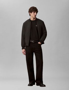 T-shirt Jeans nera in cotone con stampa logo sul petto