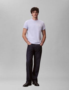 T-shirt Jeans viola in cotone con stampa grafica box