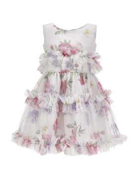 Abito in tulle bianco con fantasia floreale