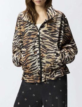 Giubbino con stampa animalier e coulisse in vita regolabile