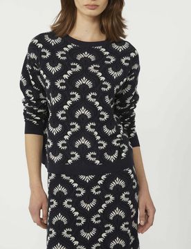 Maglione blu Weekend in viscosa stretch con lavorazione jacquard