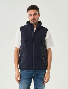 Gilet blu Vesty in tessuto tecnico impermeabile con cappuccio estraibile