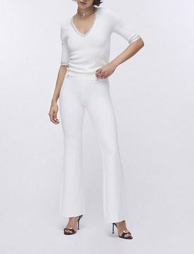 Pantaloni flare Liu Jo avorio in crepe elasticizzato