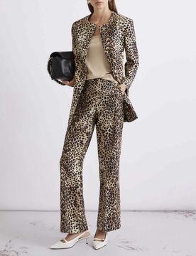 Pantaloni con stampa animalier Sport in misto lino e cotone