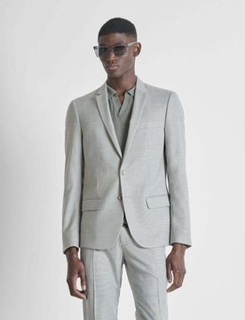 Blazer salvia in misto viscosa effetto fiammato
