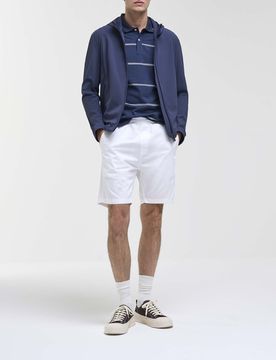 Giubbino Originals blu in tessuto stretch leggero con cappuccio