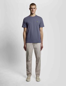 T-shirt mezza manica viola in cotone con logo aquila gialla ricamata sul petto