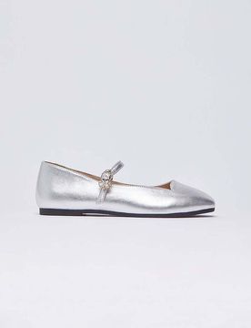 Ballerina Liu-Jo color argento metallizzato con dettaglio strass