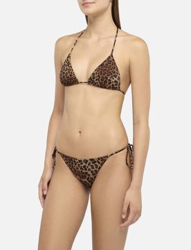 Bikini con stampa animalier e reggiseno a triangolo