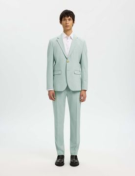 Pantaloni slim Selected verde salvia in tela di misto viscosa stretch