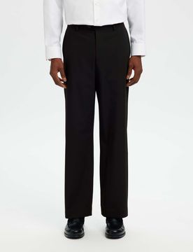 Pantaloni loose-fit Selected neri in tela di misto viscosa stretch