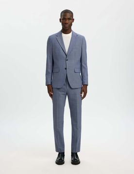 Blazer Selected avio in tessuto armaturato di misto lana stretch con chiusura monopetto