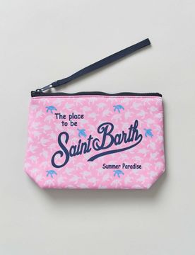 Pochette Aline rosa in neoprene con fantasia tartarughe