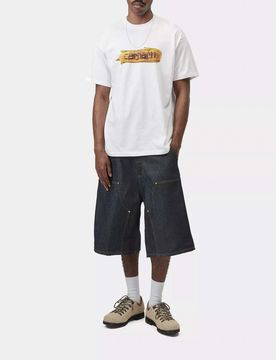 T-shirt bianca mezza manica Hot Cob loose-fit in jersey di cotone biologico con stampa grafica pannocchia e logo